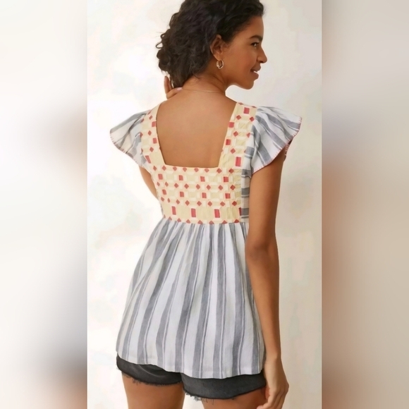 Anthropologie Forever That Girl Basel Embroidered Tunic Blouse US Sz 12 - Picture 9 of 10
